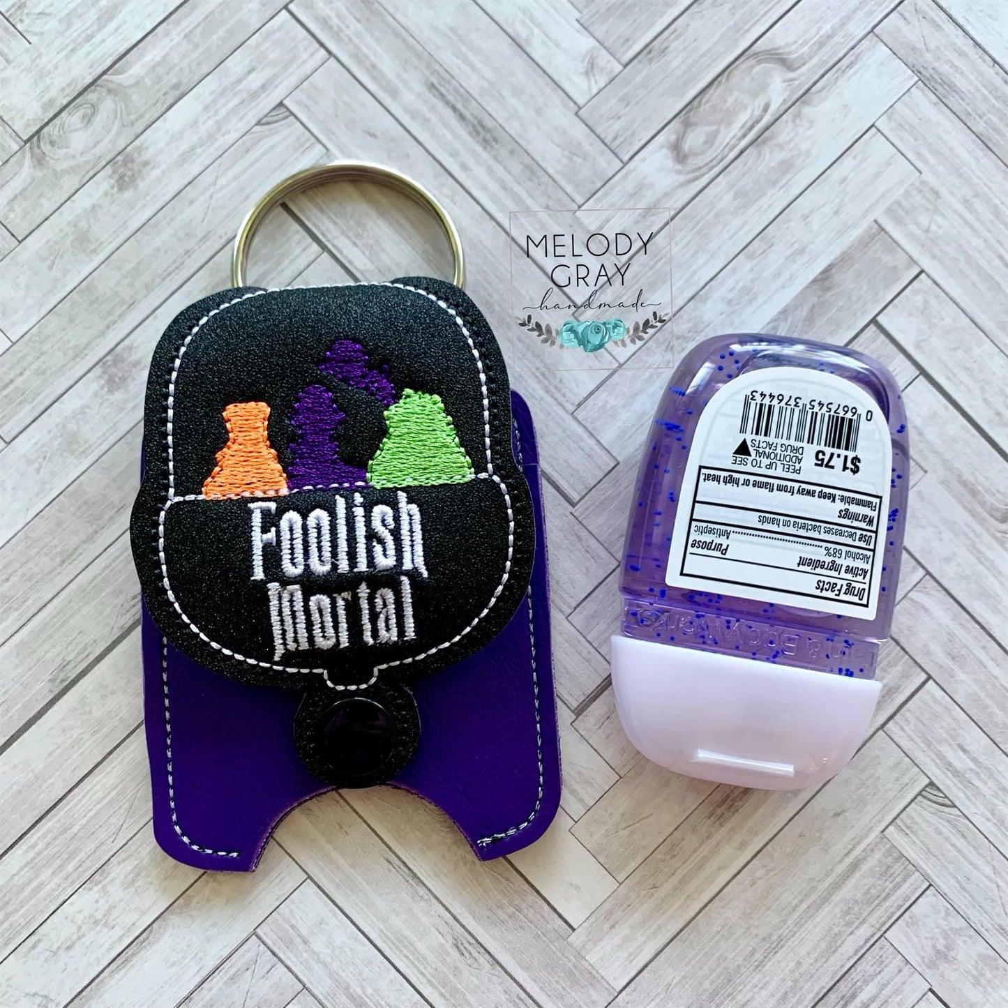 Foolish Mortal Applique Fold Over Sanitizer Holder 5x7- DIGITAL Embroidery DESIGN