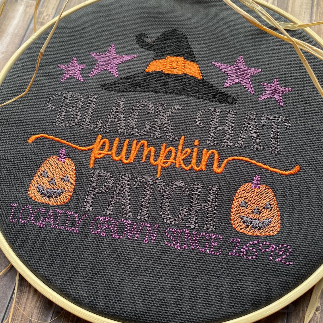 Black Hat Pumpkin Patch - 4 sizes- Digital Embroidery Design