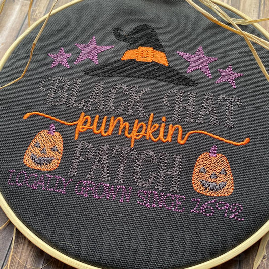 Black Hat Pumpkin Patch - 4 sizes- Digital Embroidery Design