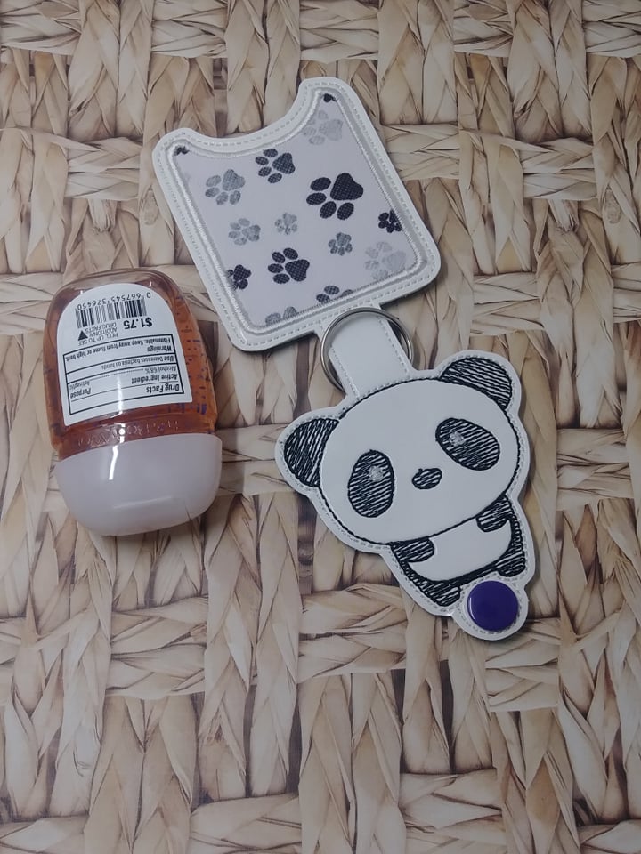 Kawaii Panda Applique Fold Over Sanitizer Holder 5x7- DIGITAL Embroidery DESIGN