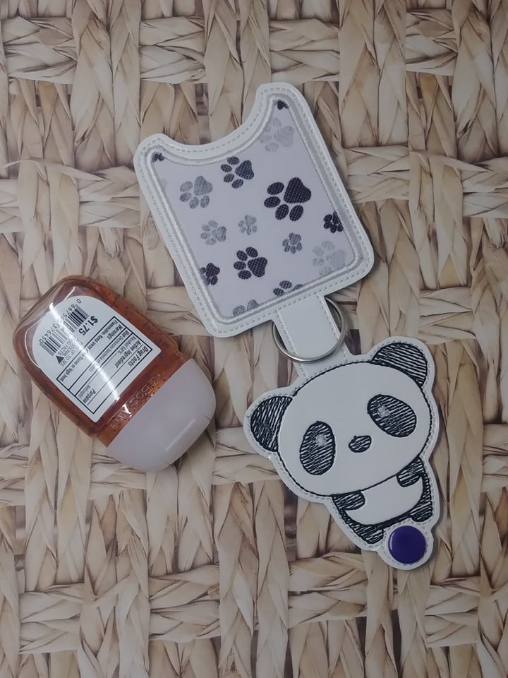 Kawaii Panda Applique Fold Over Sanitizer Holder 5x7- DIGITAL Embroidery DESIGN