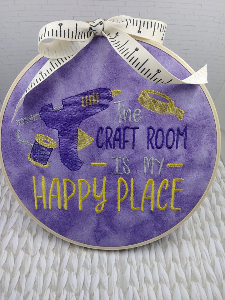 Craft room is my Happy Place - 3 sizes- Digital Embroidery Design