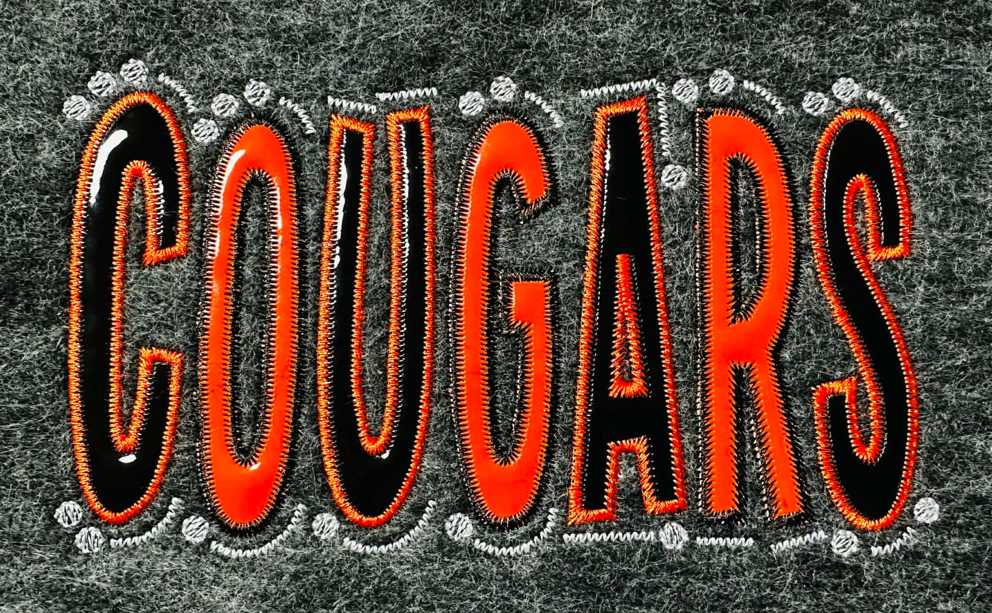 Cougars Doodle Font Applique – 4 x 4, 5 x 7, 6 x 10 and 8 x 12 – DIGITAL Embroidery Design