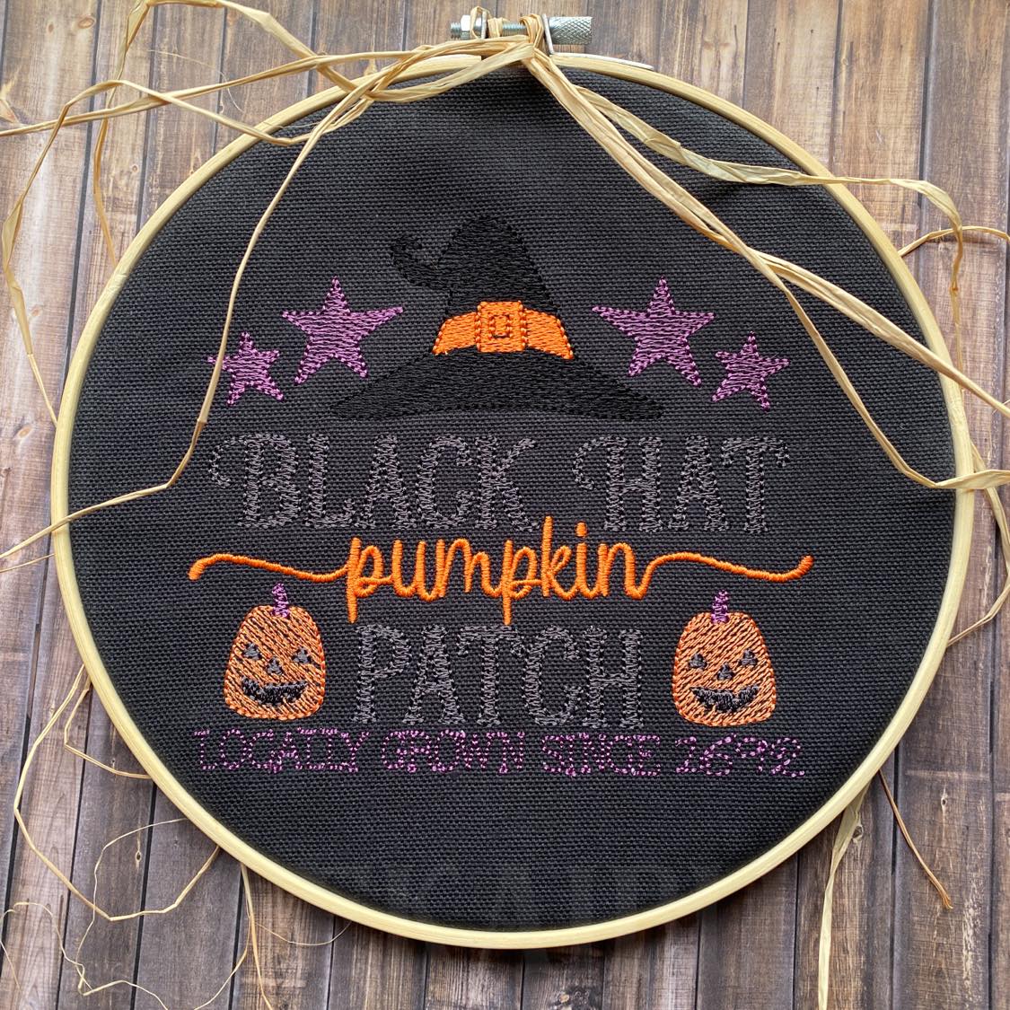 Black Hat Pumpkin Patch - 4 sizes- Digital Embroidery Design