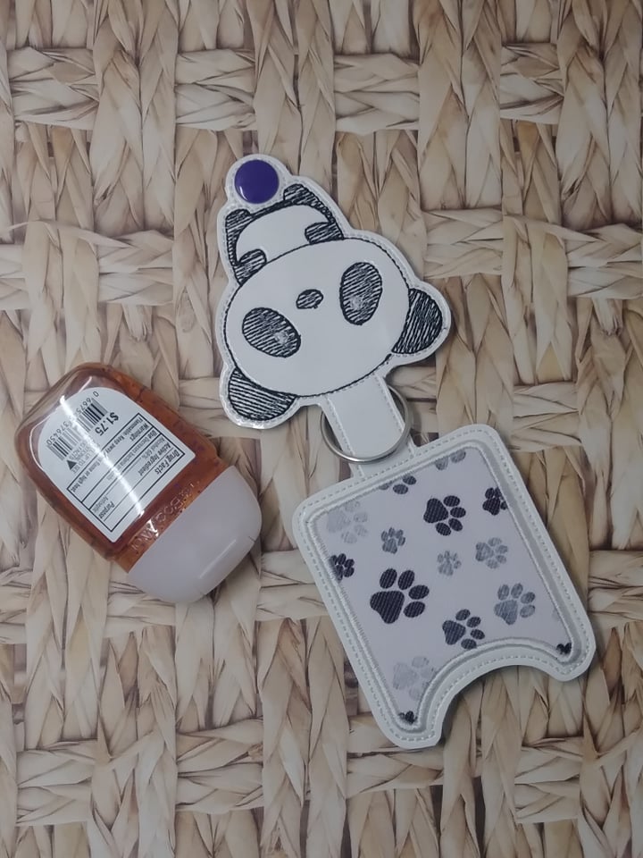 Kawaii Panda Applique Fold Over Sanitizer Holder 5x7- DIGITAL Embroidery DESIGN