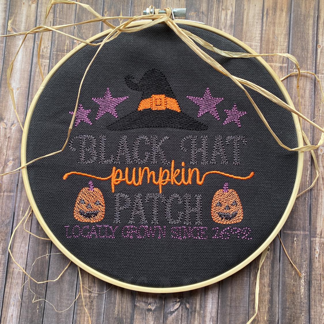 Black Hat Pumpkin Patch - 4 sizes- Digital Embroidery Design