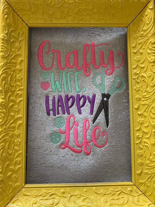 Crafty Wife, Happy Life - 3 sizes- Digital Embroidery Design