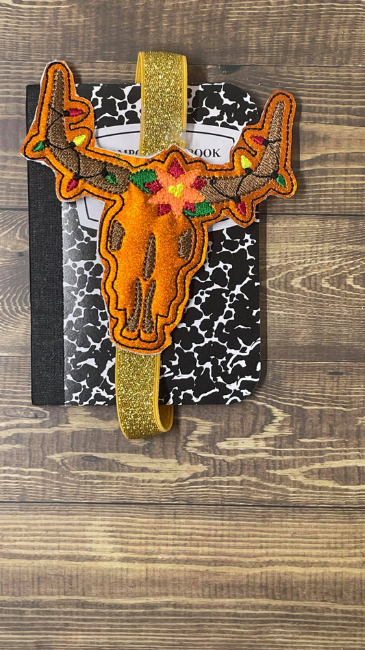 Longhorn Christmas Book Band - Embroidery Design, Digital File
