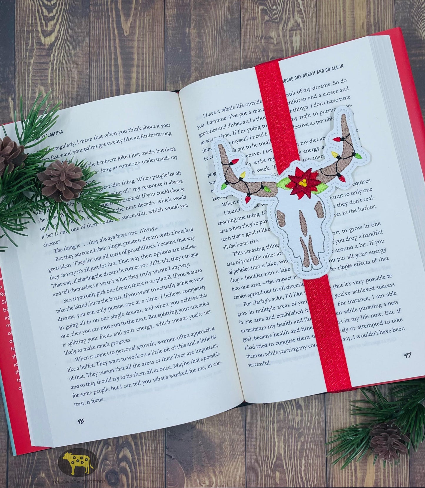 Longhorn Christmas Book Band - Embroidery Design, Digital File