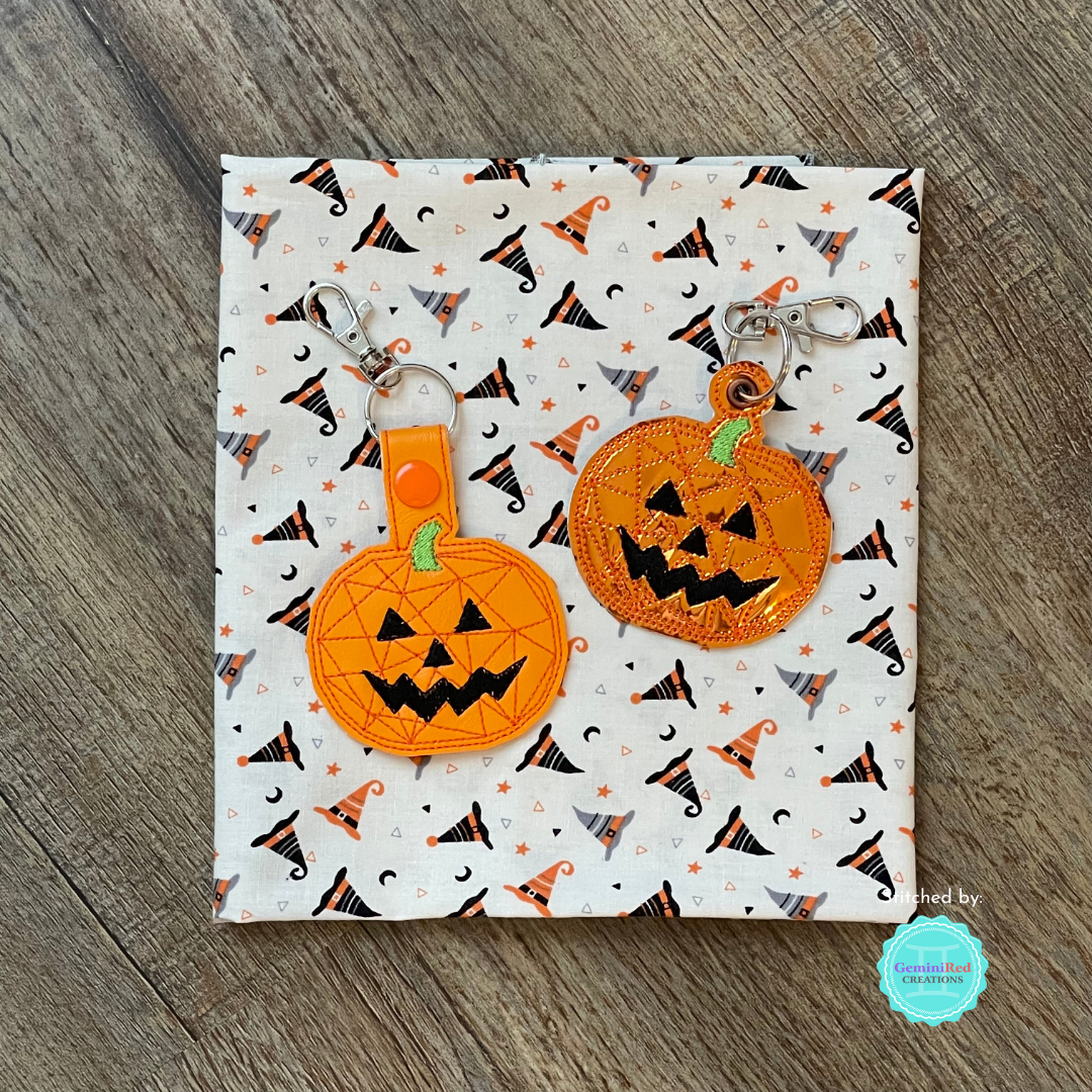 Geometric Jack O Lantern Fobs - DIGITAL Embroidery DESIGN