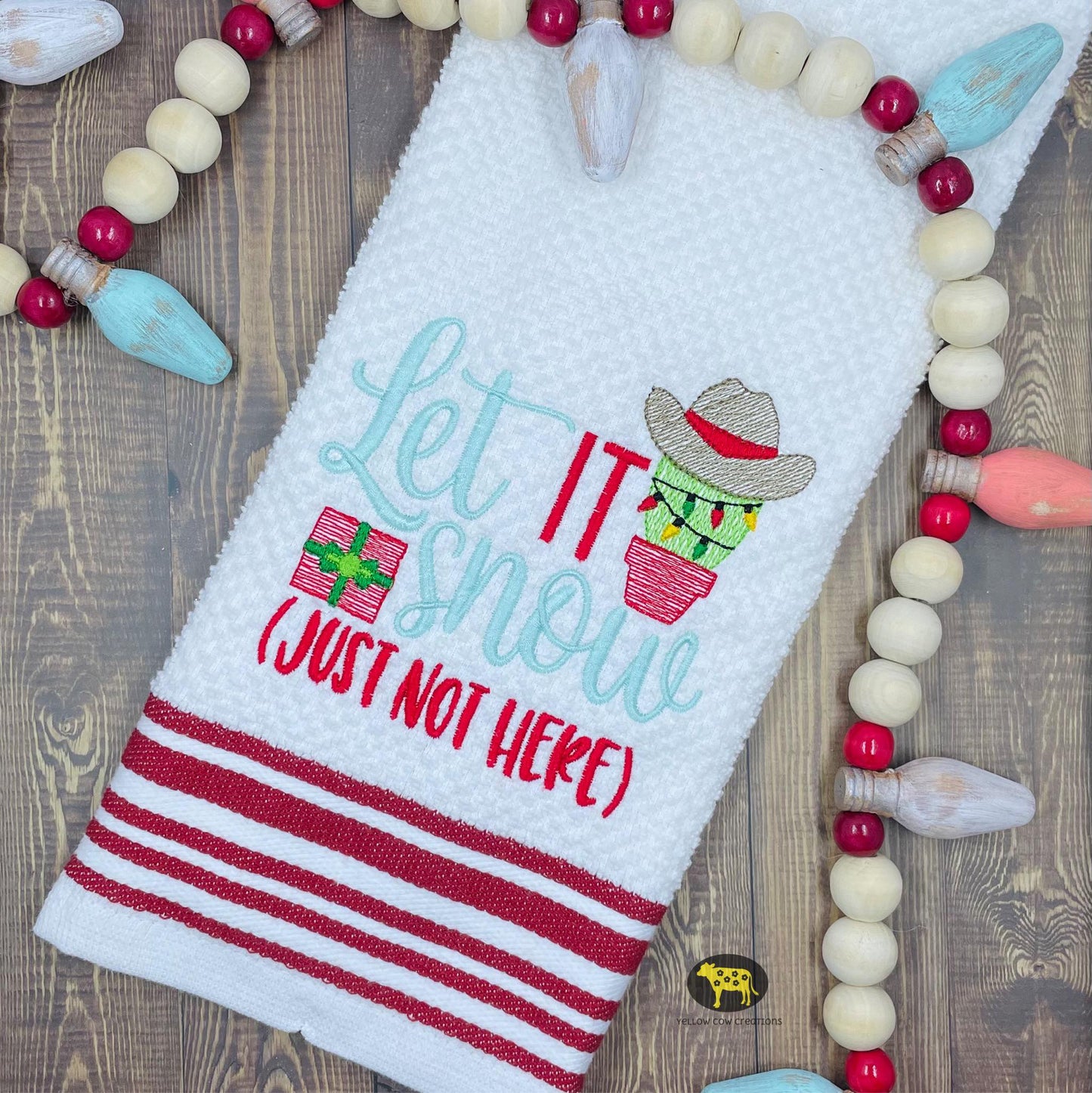 Let it snow cactus - 4 sizes- Digital Embroidery Design