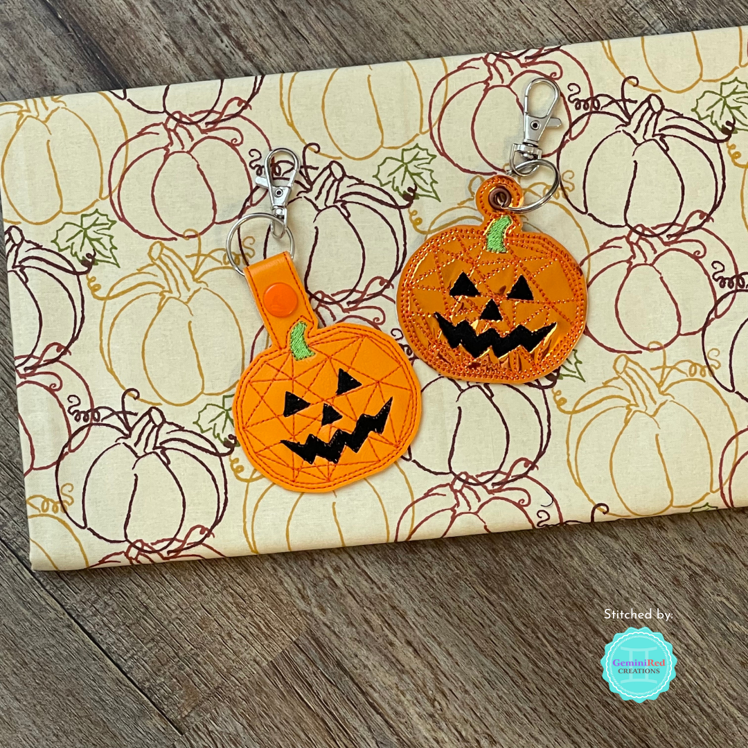 Geometric Jack O Lantern Fobs - DIGITAL Embroidery DESIGN
