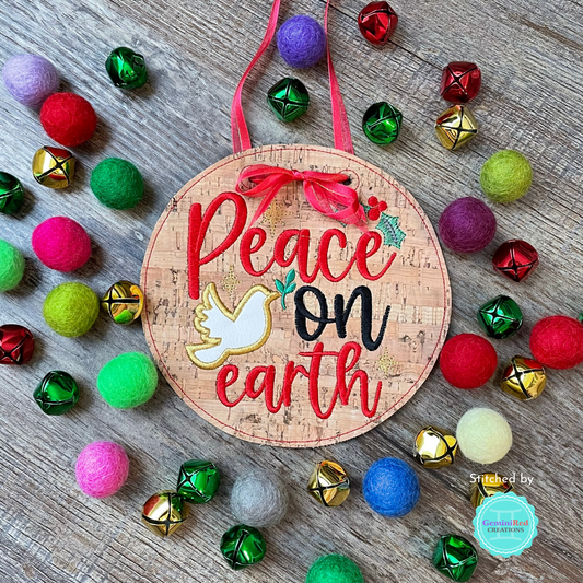 Peace on Earth Door Sign - 3 sizes - Digital Embroidery Design