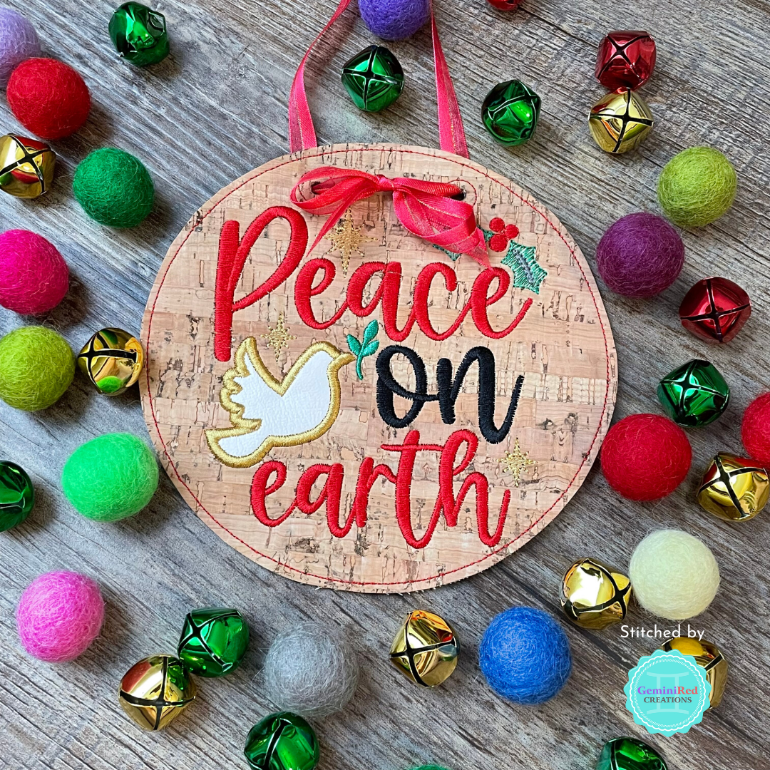Peace on Earth Door Sign - 3 sizes - Digital Embroidery Design