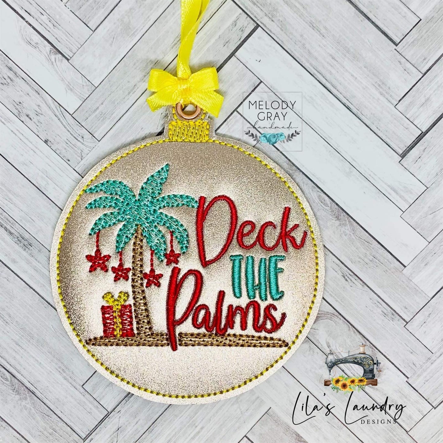 Deck the Palms Ornament - Digital Embroidery Design