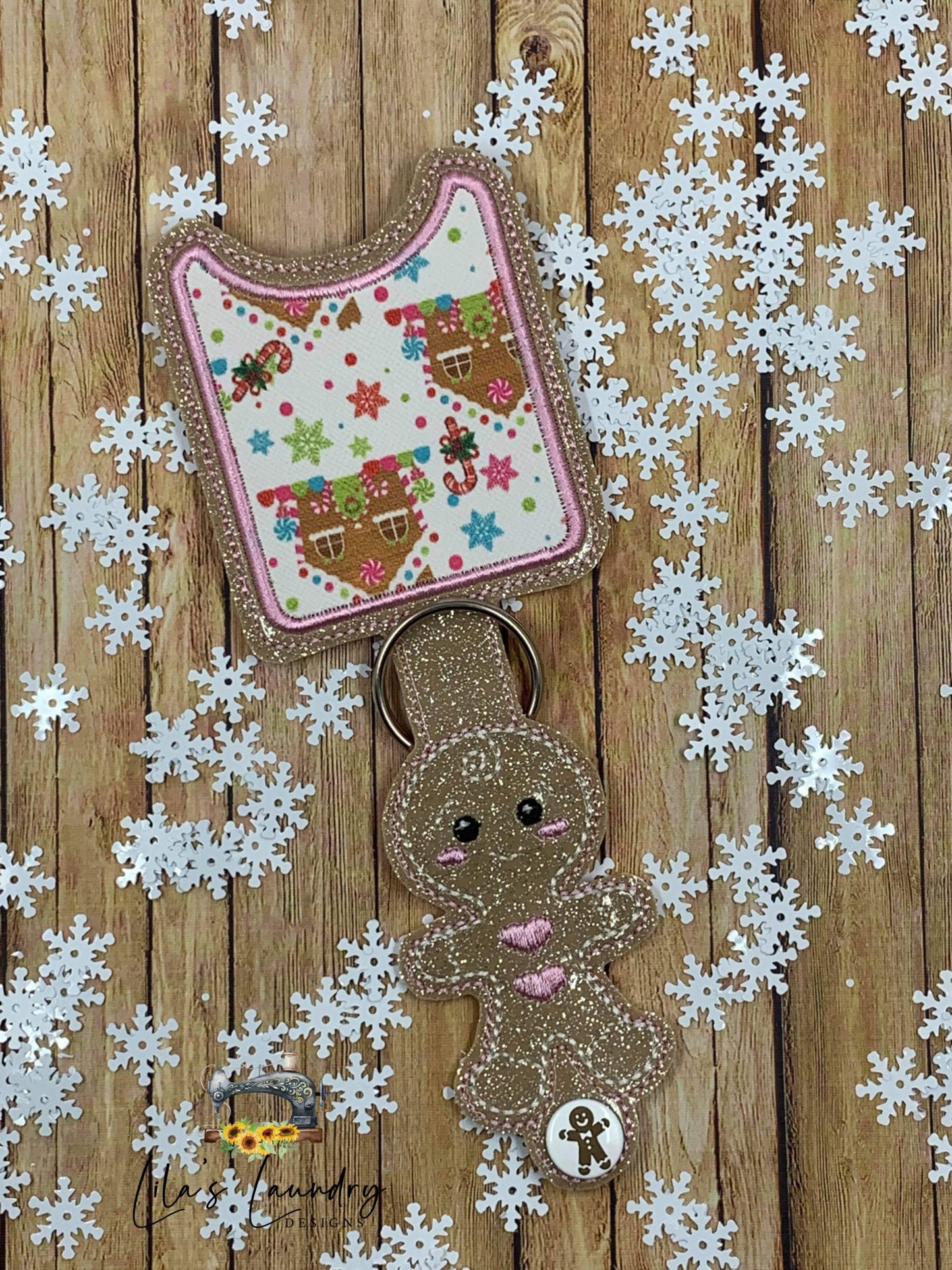Gingerbread Girl Applique Fold Over Sanitizer Holder 5x7- DIGITAL Embroidery DESIGN