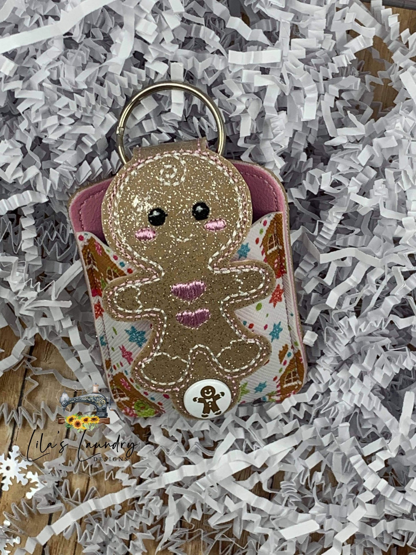 Gingerbread Girl Applique Fold Over Sanitizer Holder 5x7- DIGITAL Embroidery DESIGN