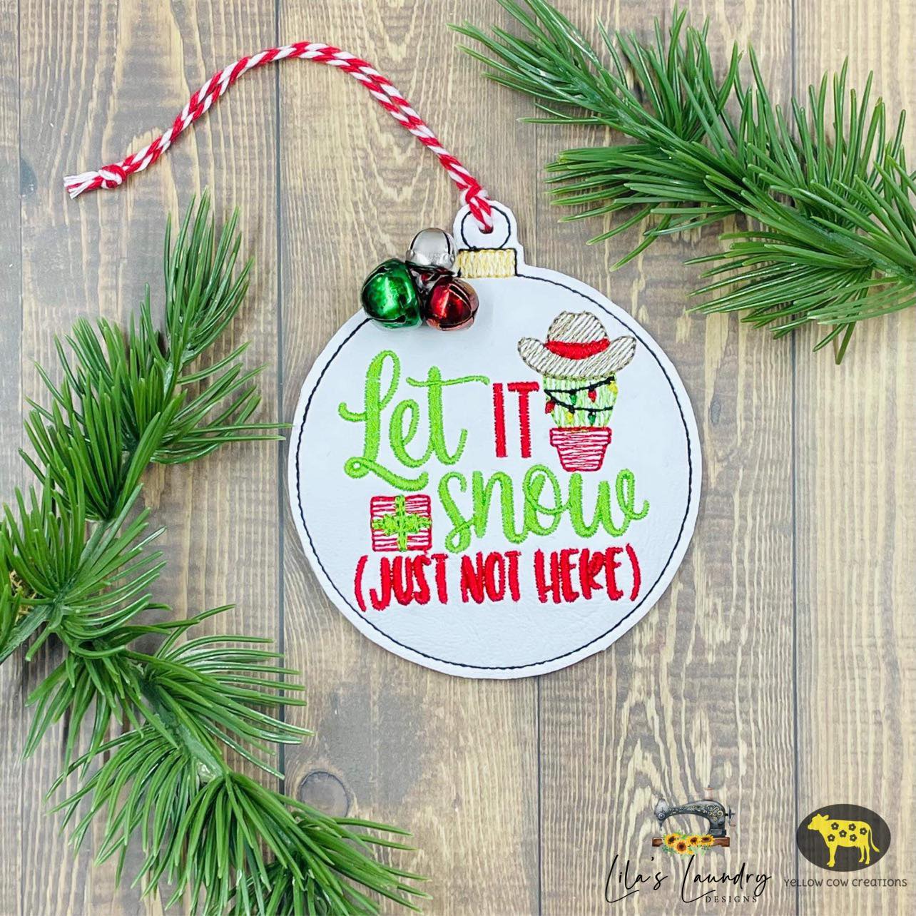 Let it Snow Cactus Ornament - Digital Embroidery Design