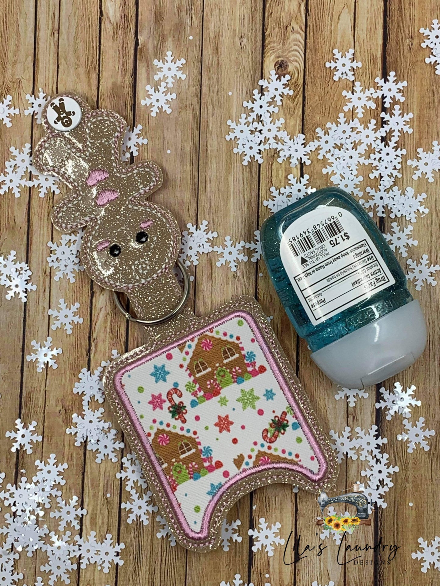 Gingerbread Girl Applique Fold Over Sanitizer Holder 5x7- DIGITAL Embroidery DESIGN