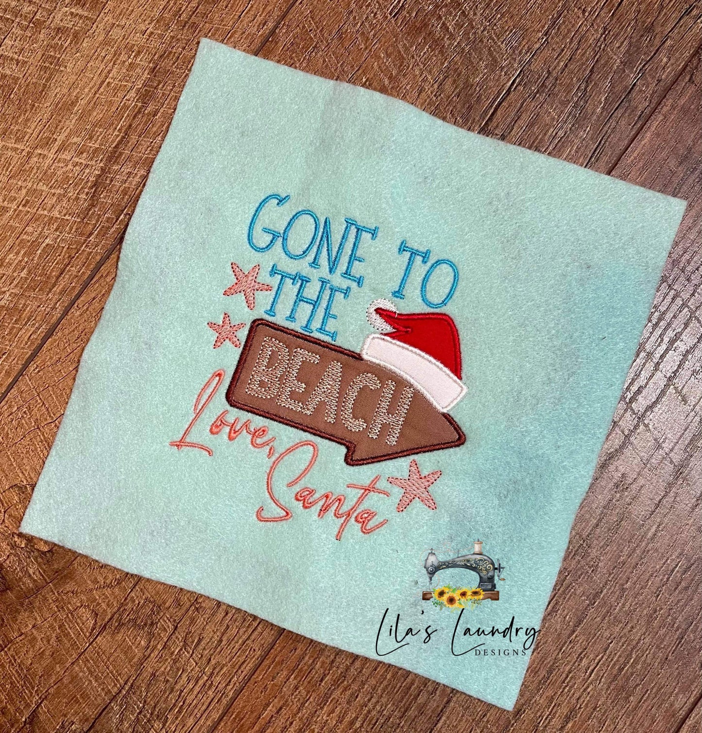 Gone to the Beach Applique - 3 sizes- Digital Embroidery Design