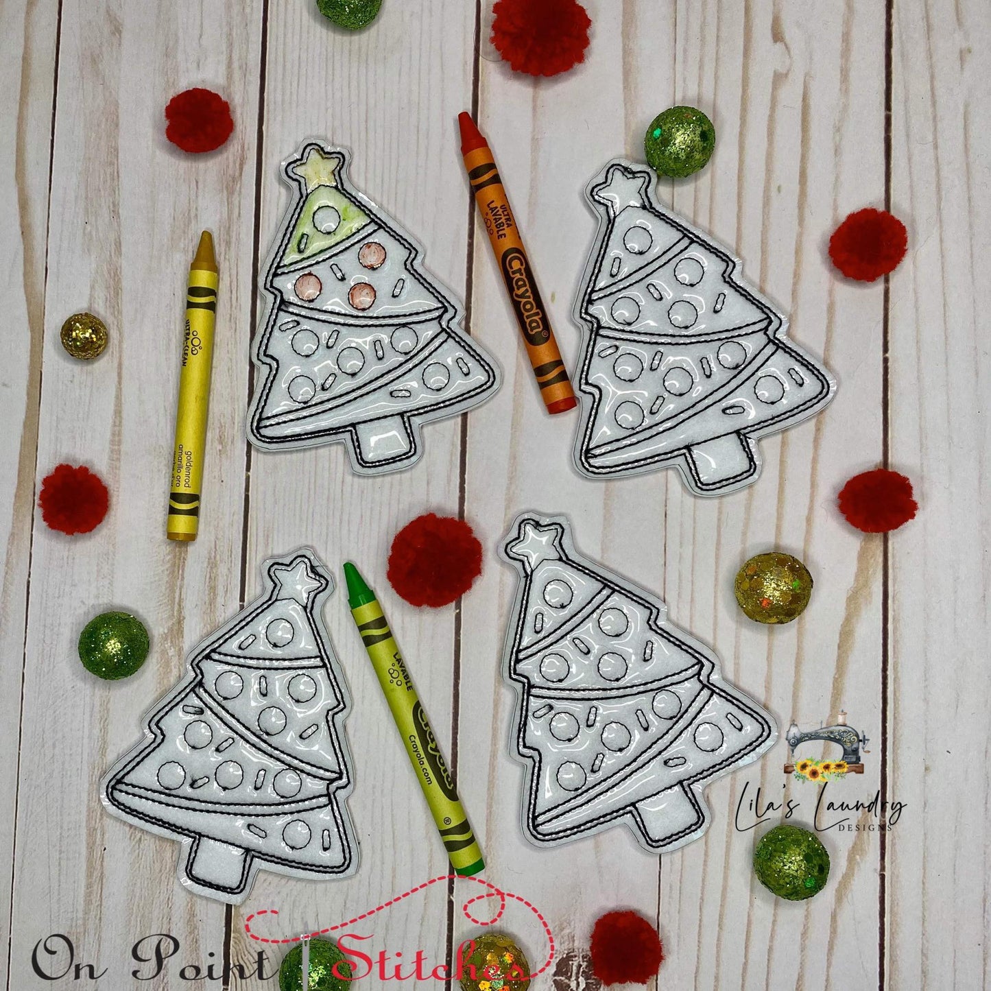 Christmas Tree Color Page Feltie - Digital Embroidery Design