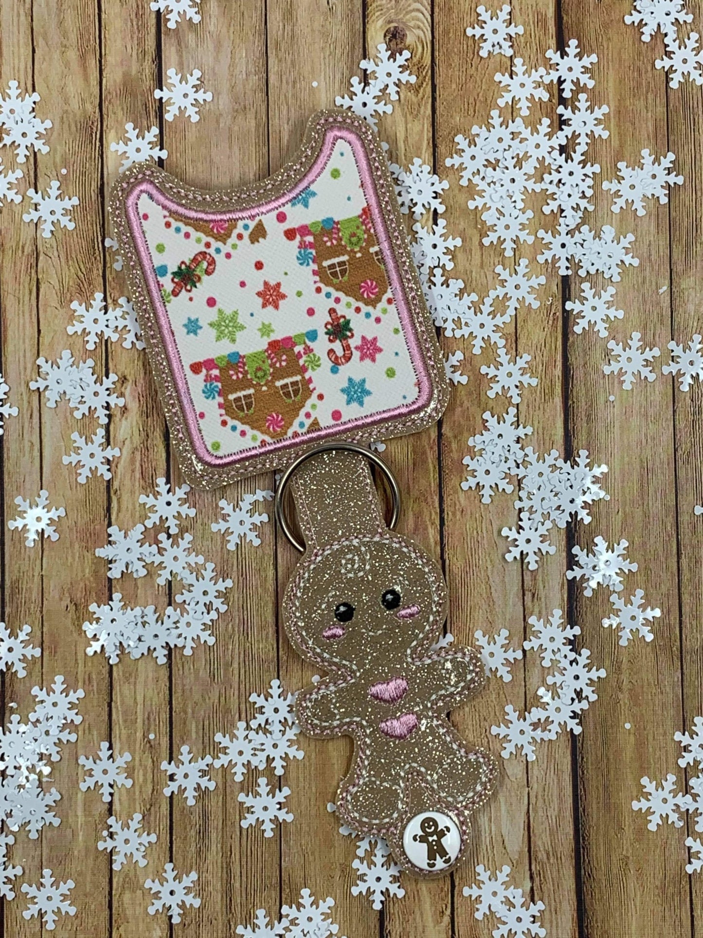 Gingerbread Girl Applique Fold Over Sanitizer Holder 5x7- DIGITAL Embroidery DESIGN