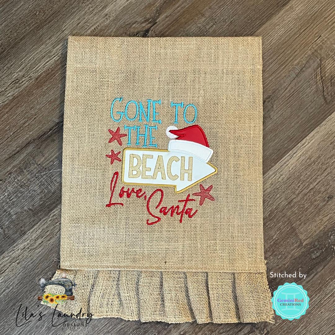 Gone to the Beach Applique - 3 sizes- Digital Embroidery Design
