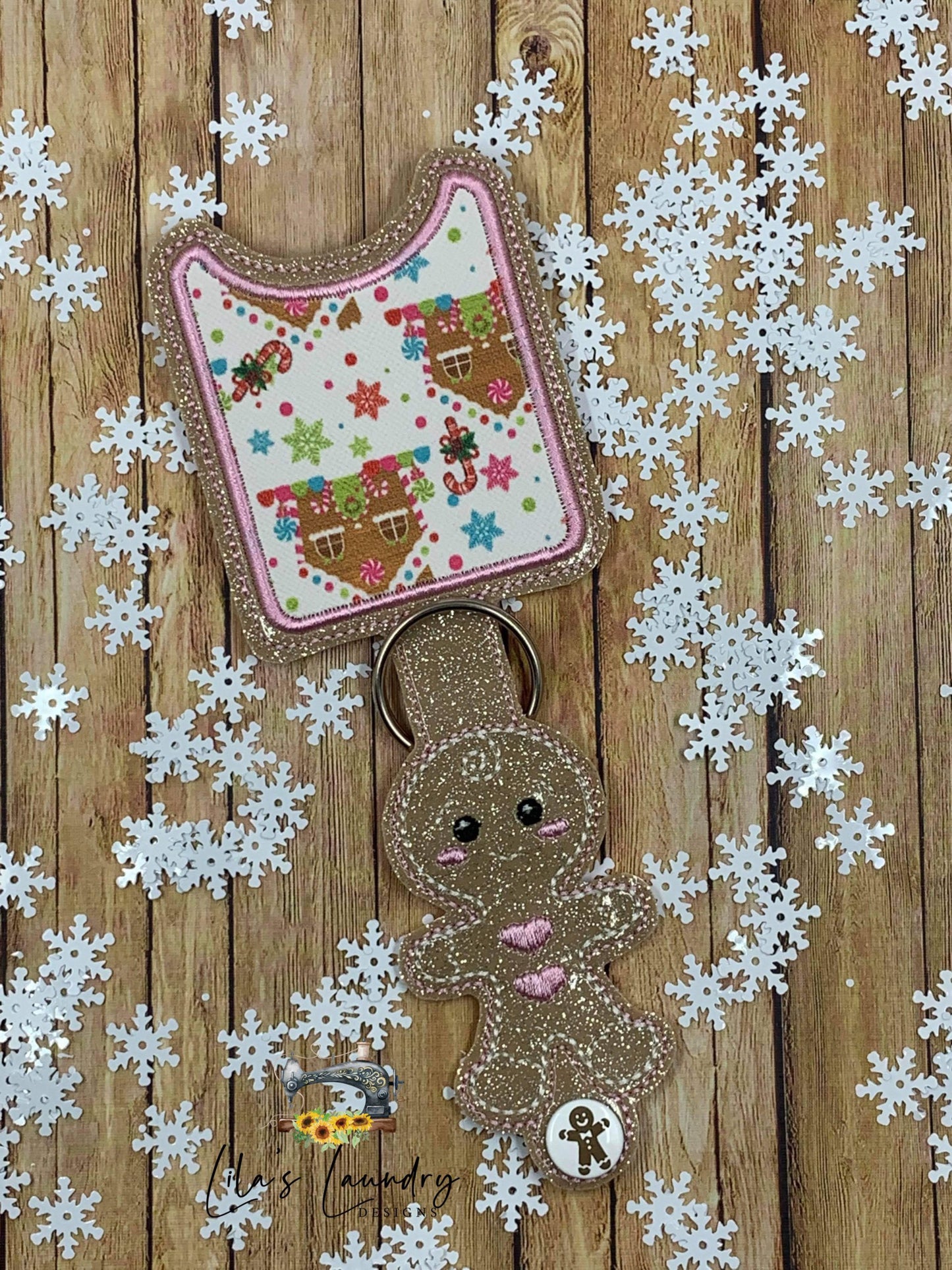 Gingerbread Girl Applique Fold Over Sanitizer Holder 5x7- DIGITAL Embroidery DESIGN