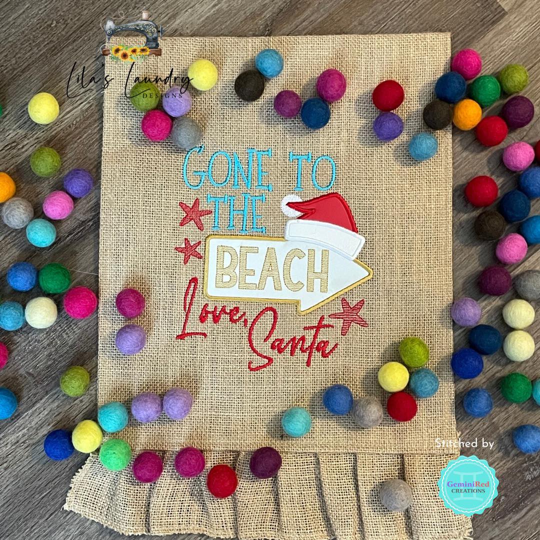 Gone to the Beach Applique - 3 sizes- Digital Embroidery Design