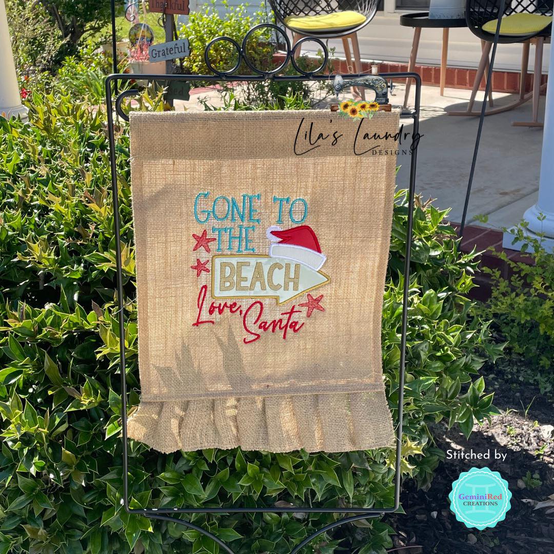 Gone to the Beach Applique - 3 sizes- Digital Embroidery Design