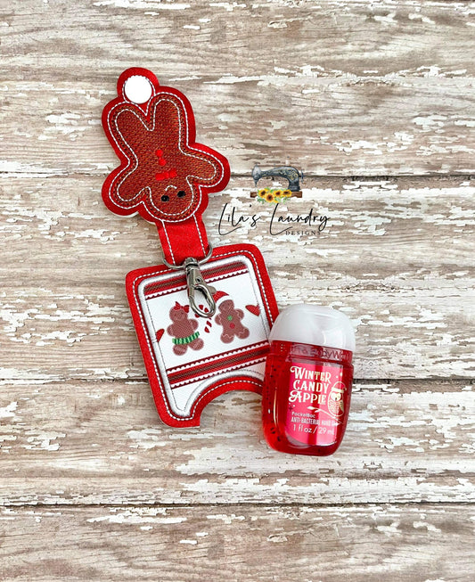 Gingerbread Man Applique Fold Over Sanitizer Holder 5x7- DIGITAL Embroidery DESIGN