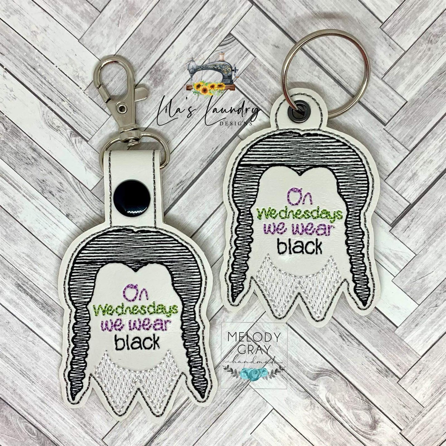 Wednesdays We Wear Black Fobs - DIGITAL Embroidery DESIGN
