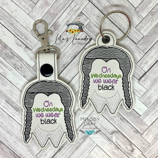 Wednesdays We Wear Black Fobs - DIGITAL Embroidery DESIGN