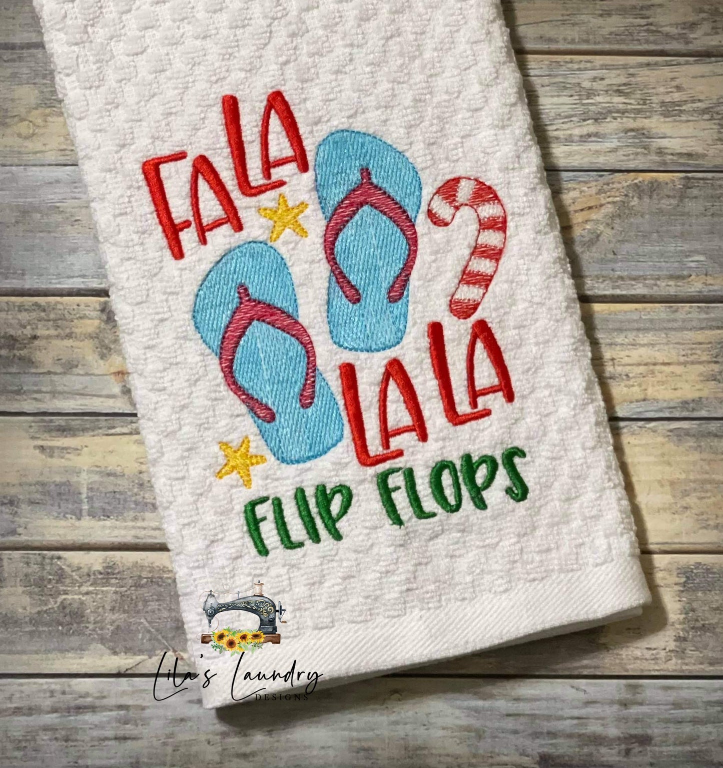 Fa La La La Flip Flops - 3 sizes- Digital Embroidery Design