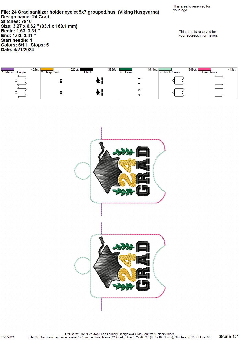 24 Grad Sanitizer Holders - Digital Embroidery Design