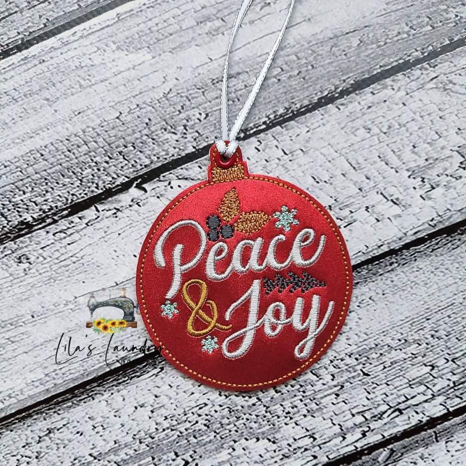 Peace & Joy Ornament - Digital Embroidery Design