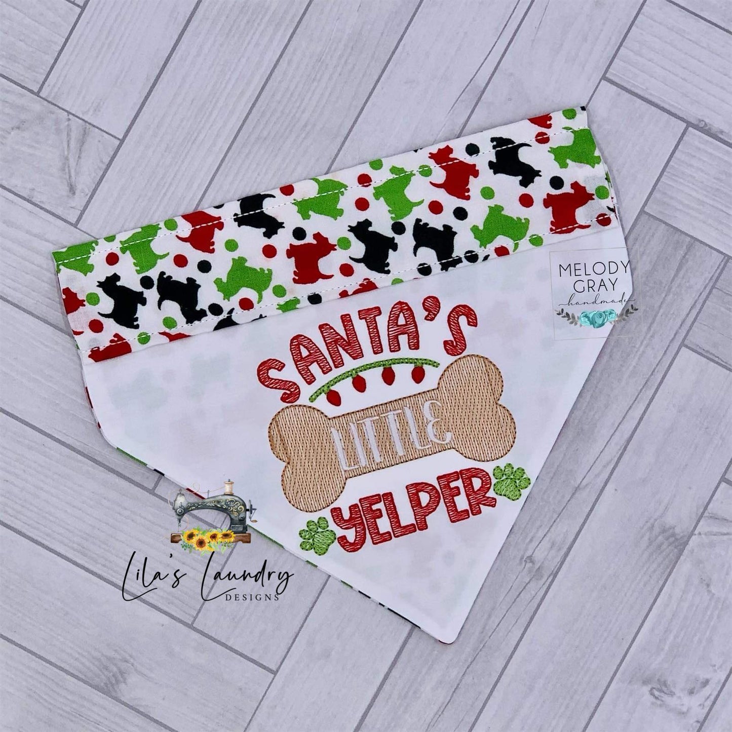 Santa's Little Yelper - 4 sizes- Digital Embroidery Design