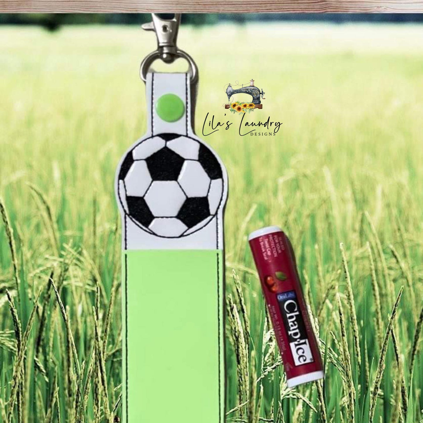 Soccer Ball Lip Balm Holder 5x7 - DIGITAL Embroidery DESIGN