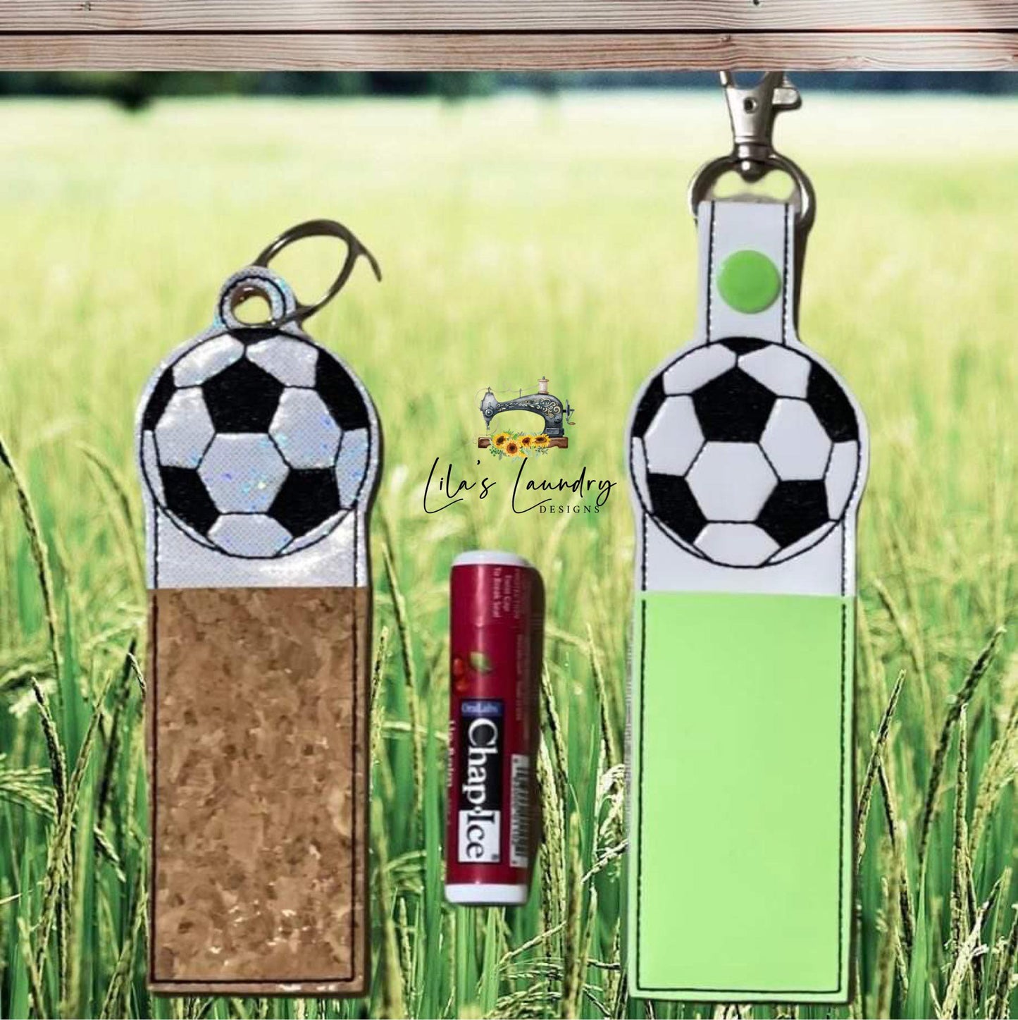 Soccer Ball Lip Balm Holder 5x7 - DIGITAL Embroidery DESIGN