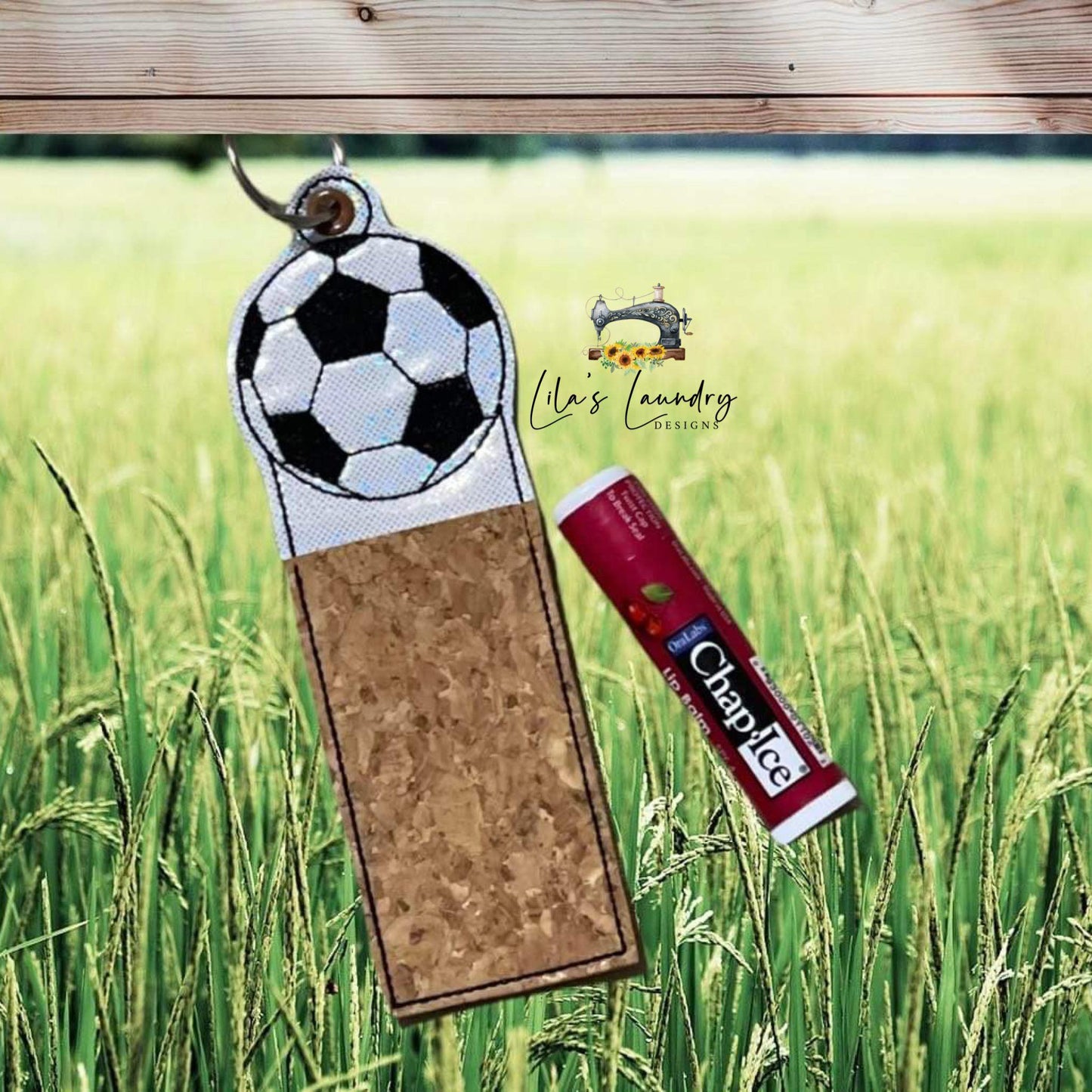 Soccer Ball Lip Balm Holder 5x7 - DIGITAL Embroidery DESIGN