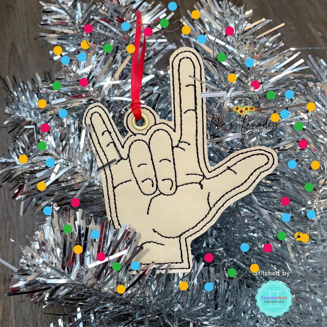 ASL I Love You Ornament - Digital Embroidery Design