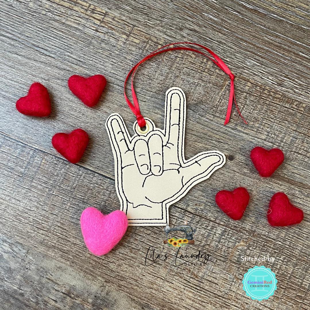 ASL I Love You Ornament - Digital Embroidery Design