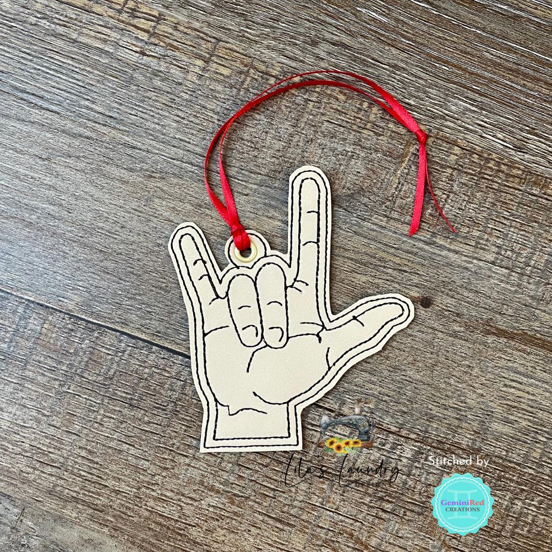 ASL I Love You Ornament - Digital Embroidery Design