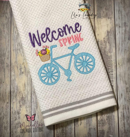 Welcome Spring - 3 sizes- Digital Embroidery Design
