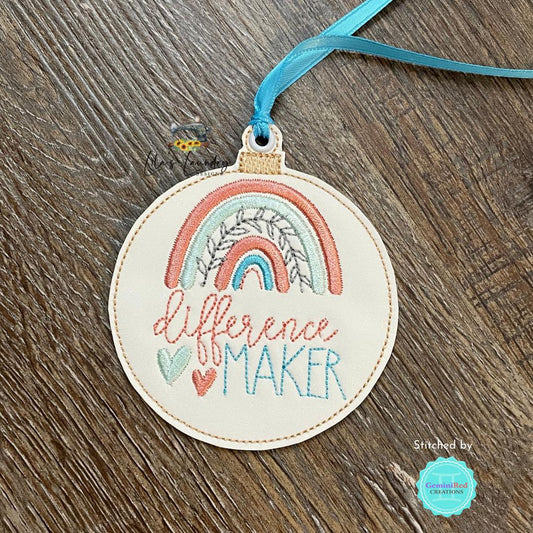 Difference Maker Ornament - Digital Embroidery Design