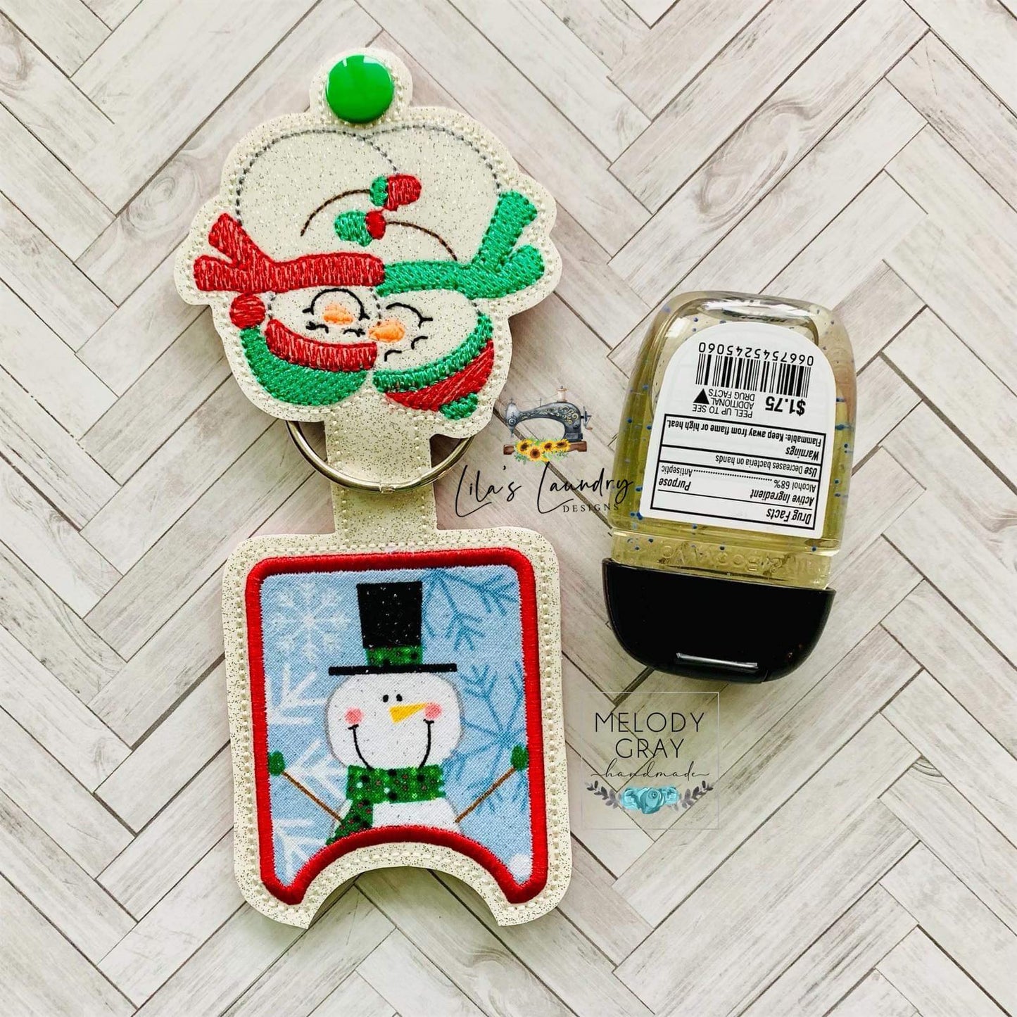 Hugging Snowmen Applique Fold Over Sanitizer Holder 5x7- DIGITAL Embroidery DESIGN