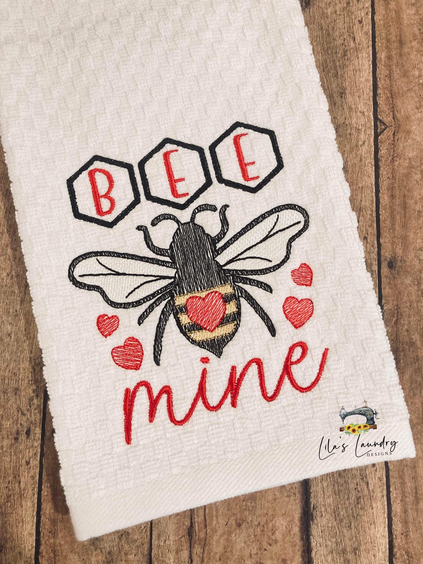Bee Mine Sketch - 3 sizes- Digital Embroidery Design