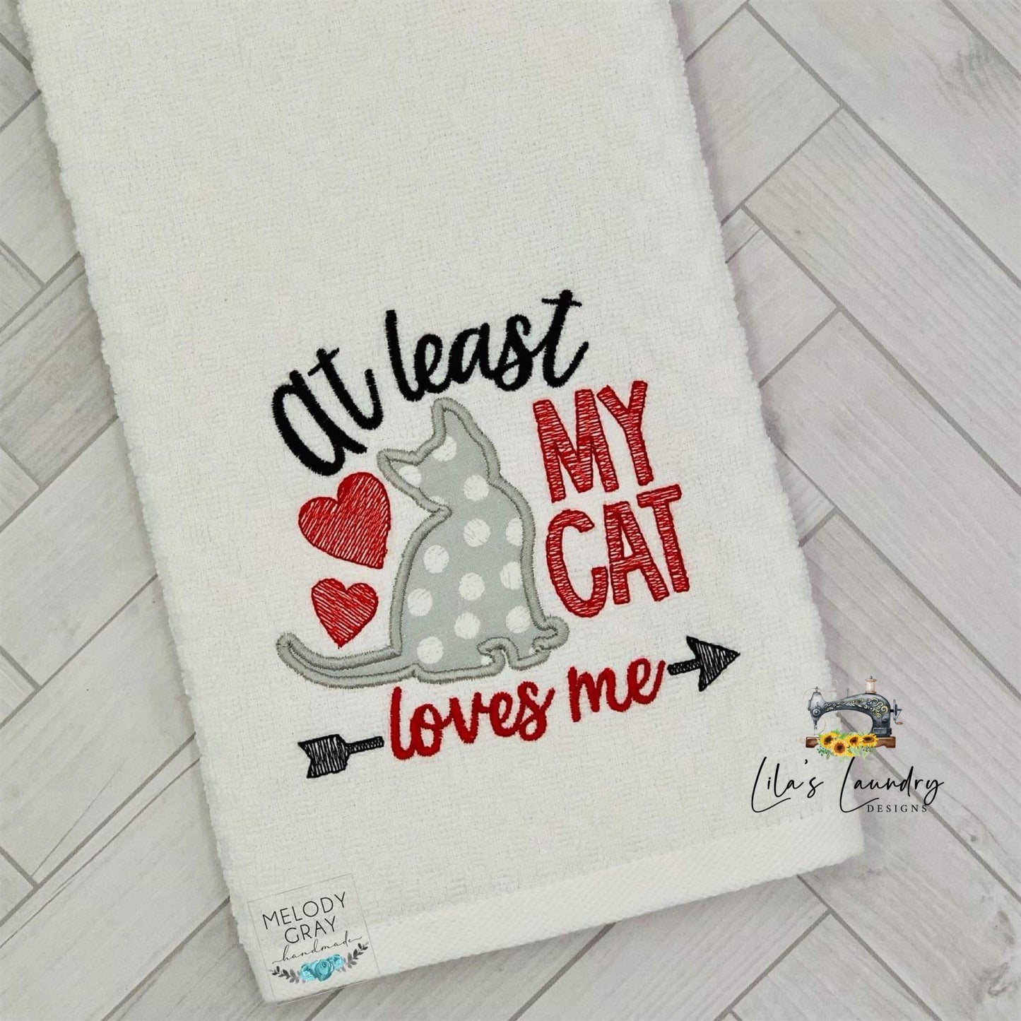 My Cat Loves Me Applique - 3 sizes- Digital Embroidery Design