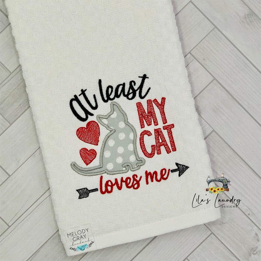 My Cat Loves Me Applique - 3 sizes- Digital Embroidery Design