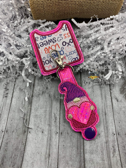 Valentine Gnome Applique Fold Over Sanitizer Holder 5x7- DIGITAL Embroidery DESIGN